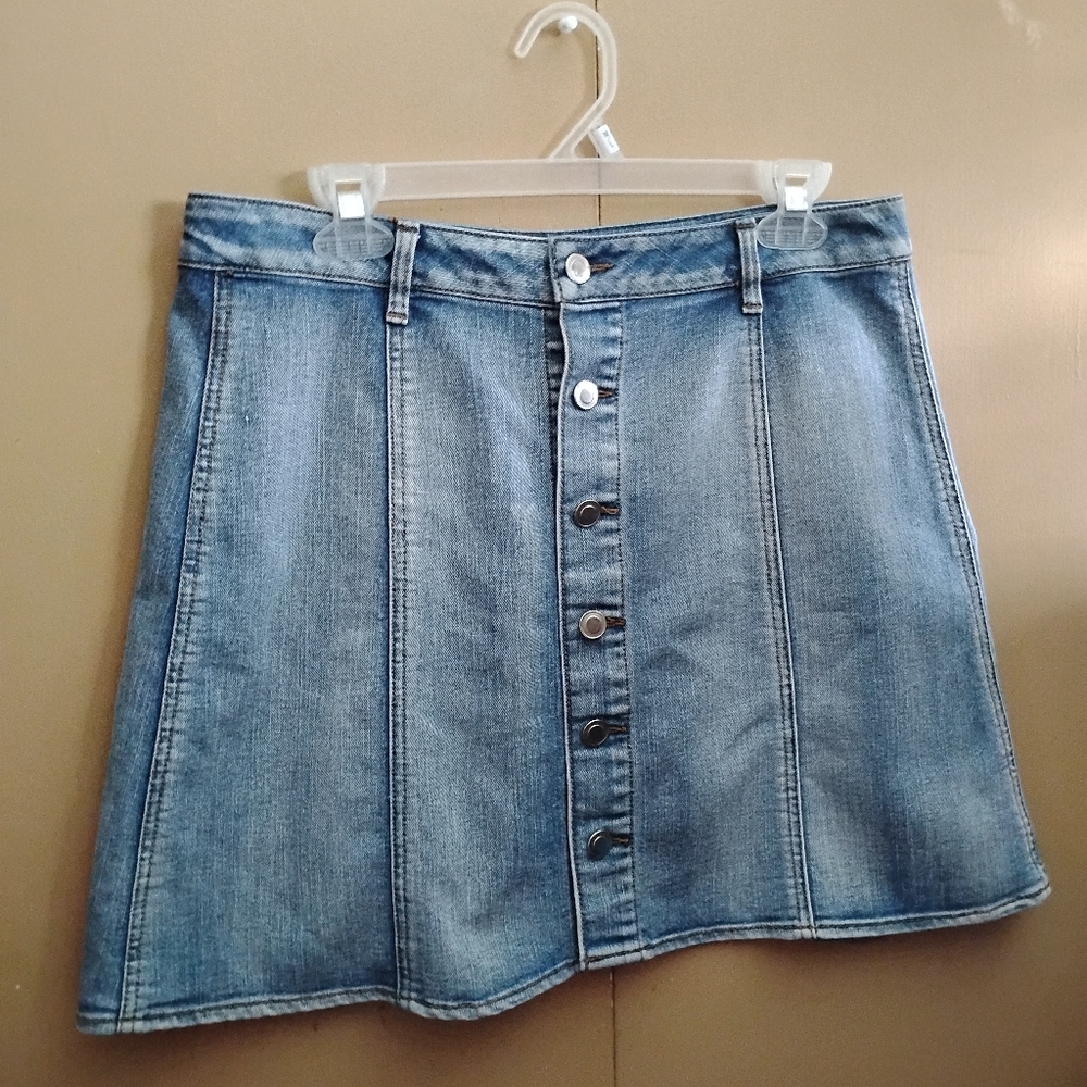 Faded Glory Size 10 Blue A-Line Denim Skirt